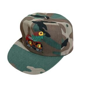 Vintage Quaker State Camo Snapback Hat Off-Road 4x4 Truck Patch Green Brown Cap